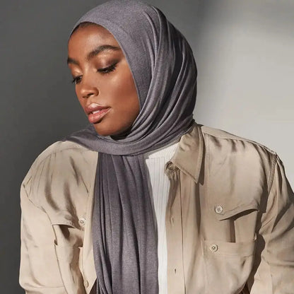 29 Color Jersey Hijab Scarf - Solid Cotton Stretch Muslim Head Wrap Turban Shawl