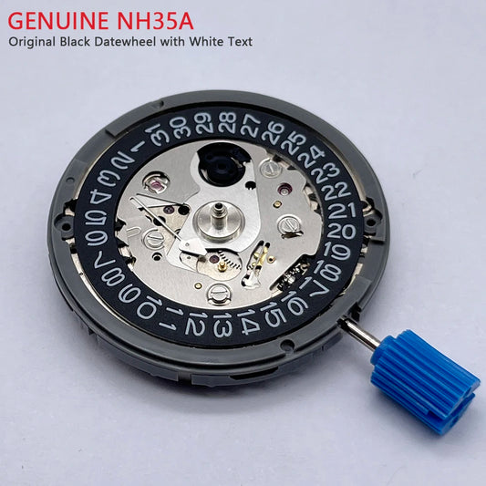 Original Japan NH35 Automatic Movement – NH35A 24 Jewels, Black Datewheel with White Text, Top-Rated TMI Mechanical Replacement Part