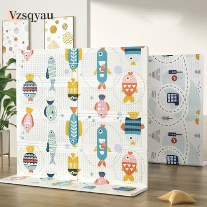 Foldable Children’s Play Mat – XPE Foam Baby Blanket, Soft Crawling Floor Pad, Activity Rug with Carry Bag