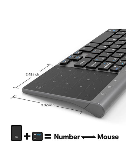Slim 2.4G Wireless Keyboard with Touchpad — USB Numeric Keypad for Android, Windows, Desktop, Laptop & TV Box