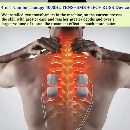 4-in-1 Electric Muscle Stimulator - EMS, IFT, RUSS, TENS High-Frequency Physiotherapy Pulse Device