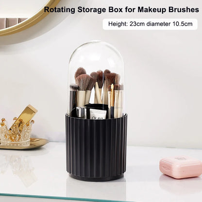 360° Rotating Makeup Brush Holder with Lid – Organizer for Vanity, Desktop, Countertop & Dresser Table