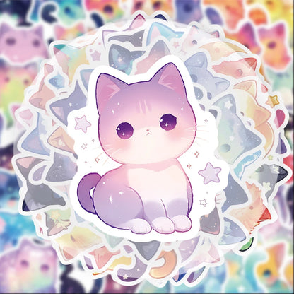 50-Piece Dreamy Cat Sticker Set - Cute Decorative Decals for Water Bottles, Laptops, Phones, Suitcases and DIY Gifts