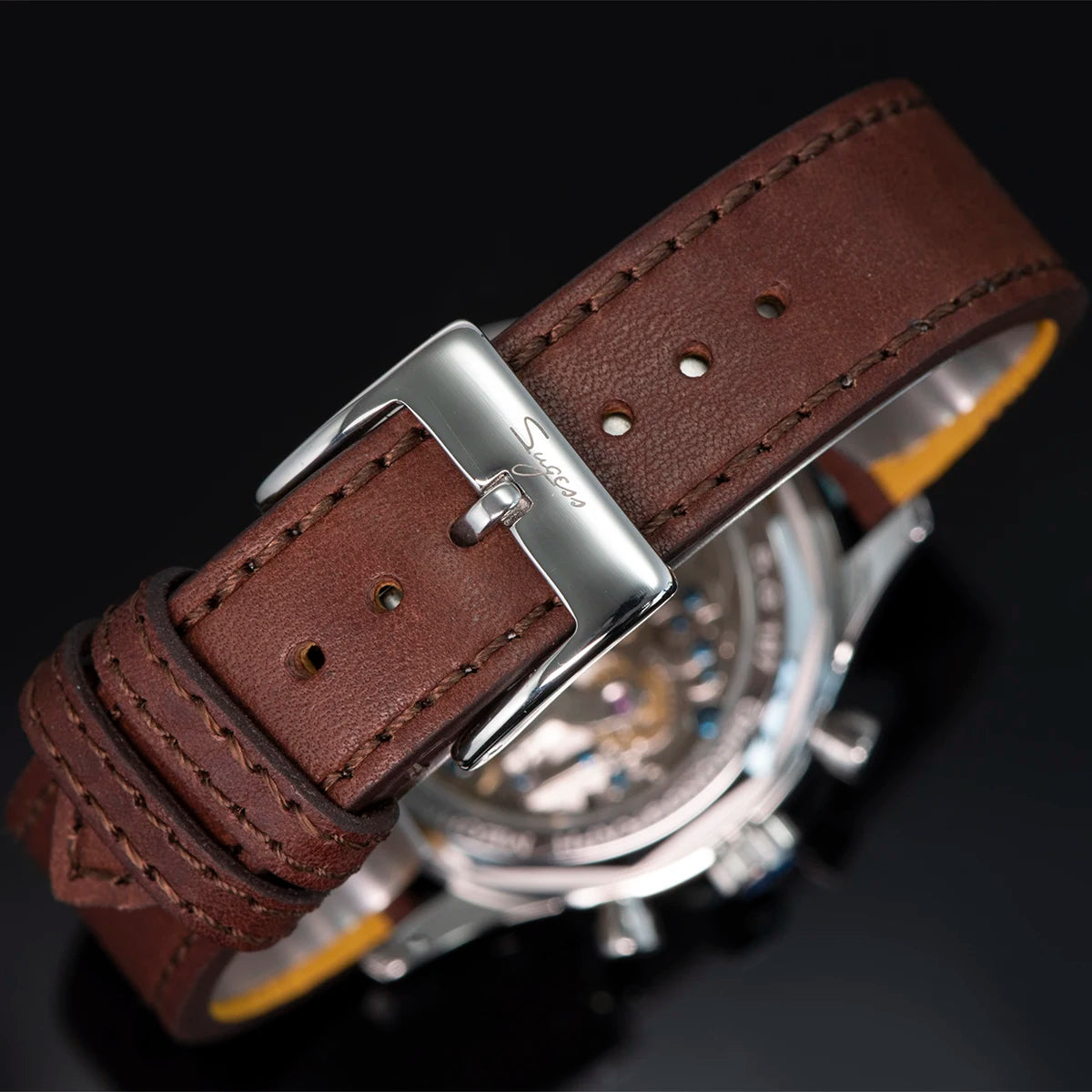 Sugess Pilot Men’s Chronograph Watch — Original ST1901 Mechanical Movement, Sapphire Crystal, Waterproof Racing Strap