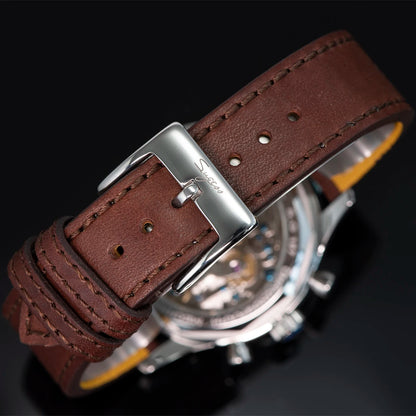 Sugess Pilot Men’s Chronograph Watch — Original ST1901 Mechanical Movement, Sapphire Crystal, Waterproof Racing Strap