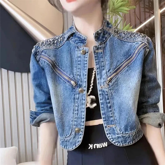 Women's Denim Jacket 2025 – New Korean Style, Advanced Leisure Loose Fit, Versatile Female Cowboy Coat