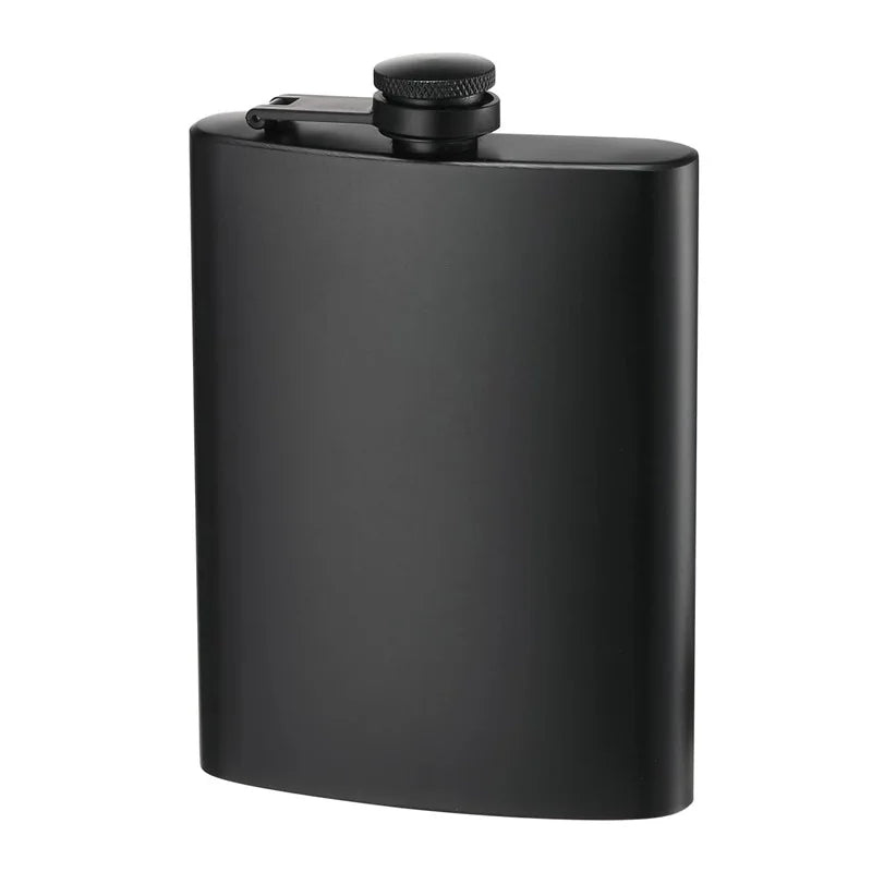 6/8/12oz Stainless Steel Full-Black Hip Flask with Funnel – Pocket Flask for Alcohol, Whiskey, Screw Cap (KC0139)