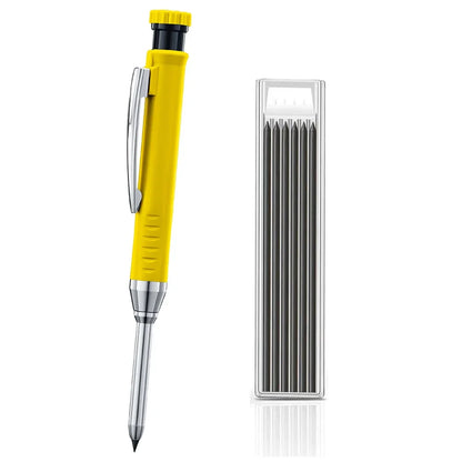 Carpenter Mechanical Pencil Set - 2.8mm Solid Woodworking Pencil With Sharpener & 3 Color Refills For Construction Tools