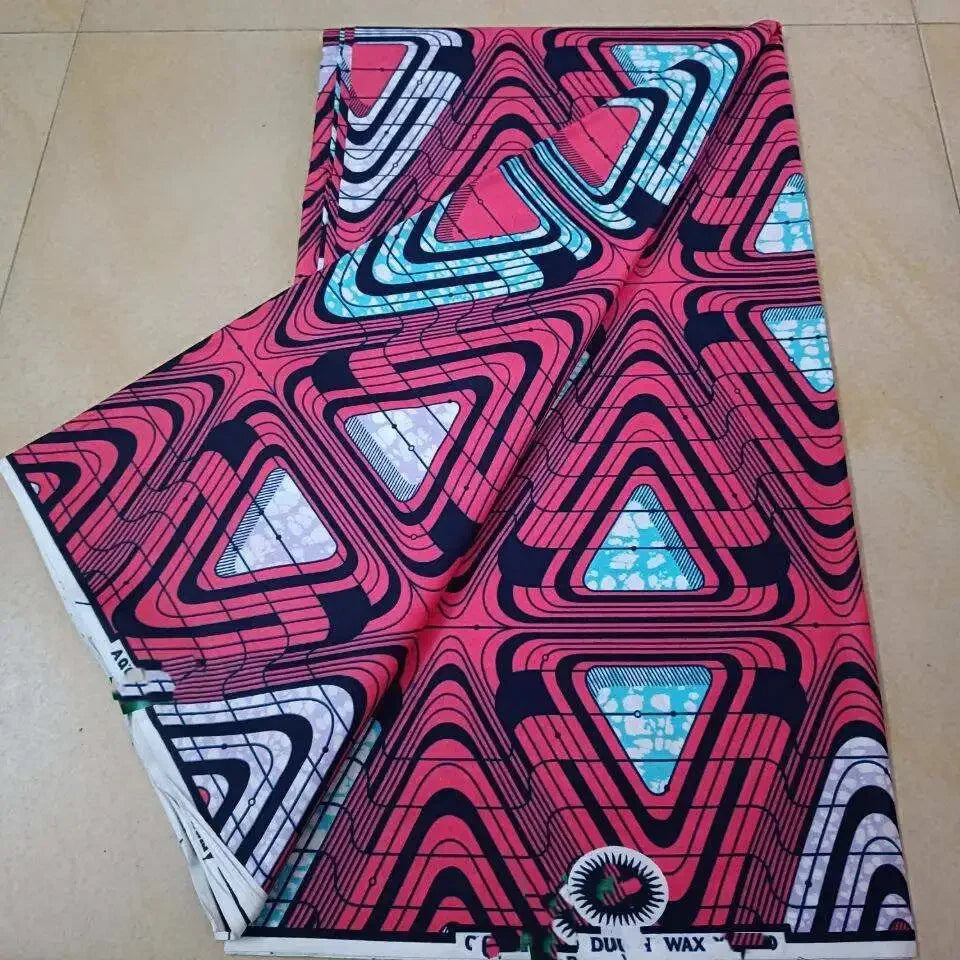 African Wax Print Fabric 6 Yards - Ghana Kente Design Ankara Kitenge Pagne