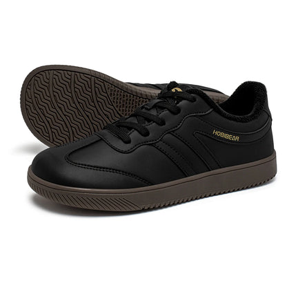 HOBIBEAR Wide-Toe Unisex Sneakers — Faux Leather with Faux Fur Lining, Casual Retro Lace-Up Shoes for Men & Women