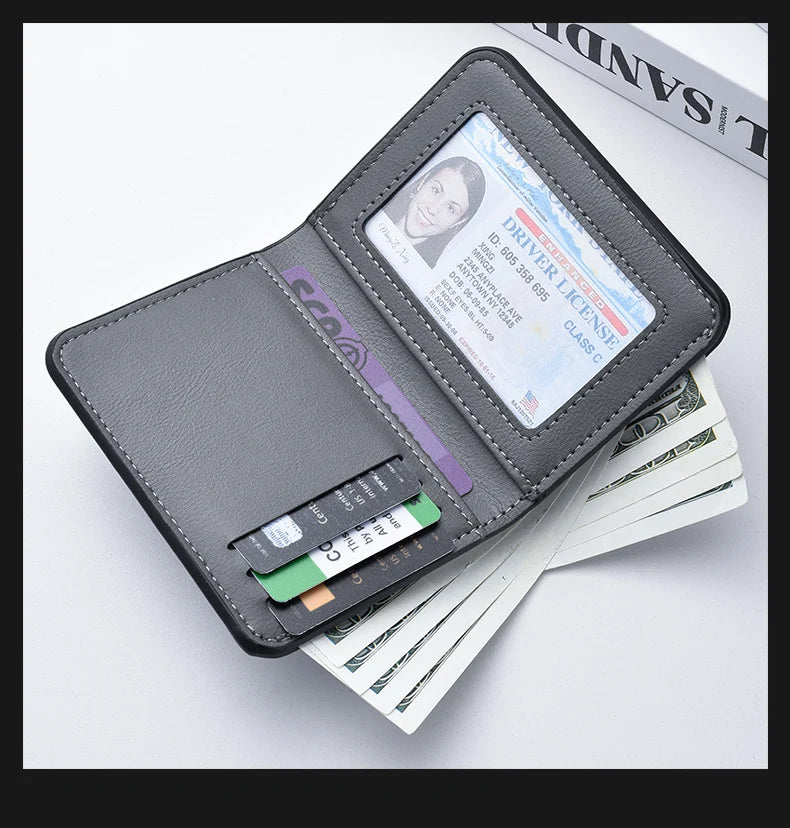 Ultra-Thin Mini PU Leather Credit Card Wallet – High-Quality Vertical Men’s Wallet Holder