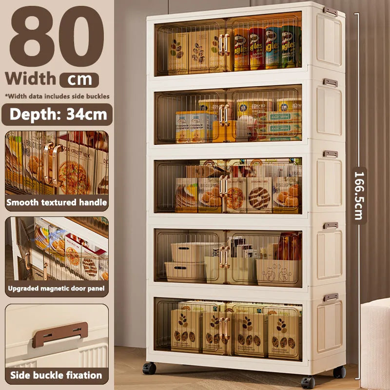 Installation-Free Foldable Storage Cabinet – Plastic Organizer for Kids’ Clothes & Snacks