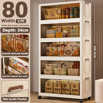 Installation-Free Foldable Storage Cabinet – Plastic Organizer for Kids’ Clothes & Snacks