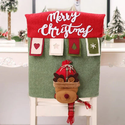 Christmas Chair Decoration Set - Cartoon Holiday Chair Covers and Festive Home Decor Supplies for Christmas Celebration