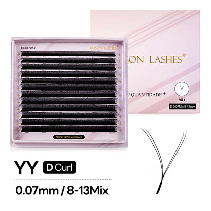 ARISON Plus 2-in-1 Magnetic Eyelashes – YY/3D/4D/5D Premade W-Shape Volume Fans for Full Lash Extensions