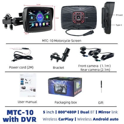 EKIY MTC-10 5” Wireless CarPlay Motorcycle Navigation Display – Portable Android Auto Monitor