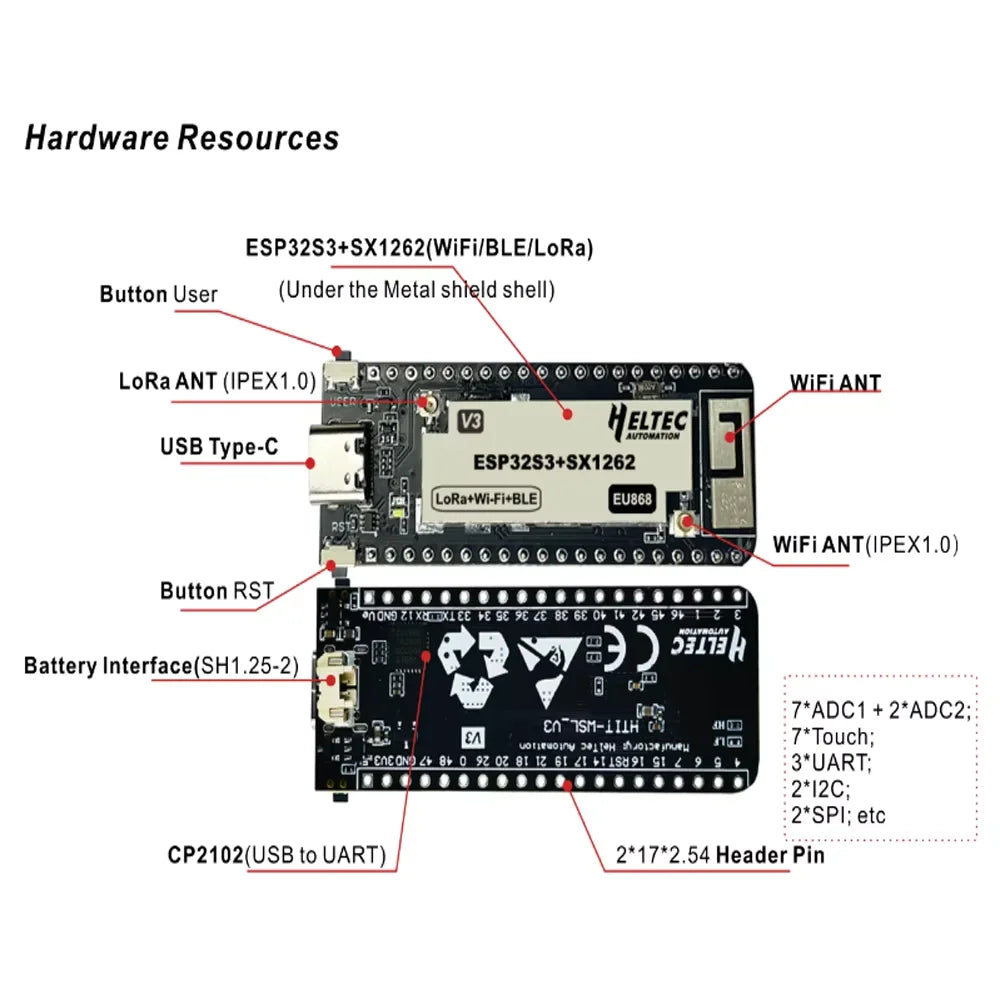 Heltec Meshtastic LoRa Node Dev Boards - V3 V4 T114 ESP32 nRF52840 SX1262 868/915MHz