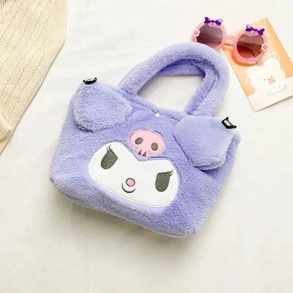 Kawaii Sanrio Kuromi Plush Backpack – Lolita Style Stuffed Animal Doll, My Melody Tote Bag for Women & Girls, Christmas Gift