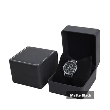 Lnofxas Black Single Watch Gift Box — PU Leather Wristwatch Display Case with Pillow, Organizer for Men