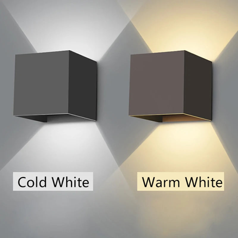 MARPOU LED Wall Lamp - Waterproof IP65 Indoor/Outdoor Surface Mounted Up and Down Light - Porch Garden 9W AC 90-260V