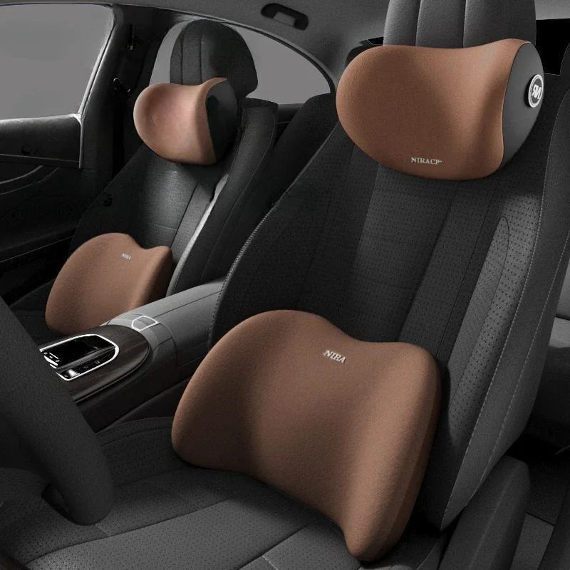 Car Headrest & Lumbar Support Pillow – Neck & Waist Cushion for Driver Seat Backrest & Comfort
