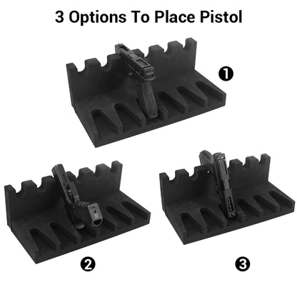 3/4/6 Slot Foam Gun Rack - Universal Pistol Holder for Glock, Handgun Display Stand & Gun Safe Organizer