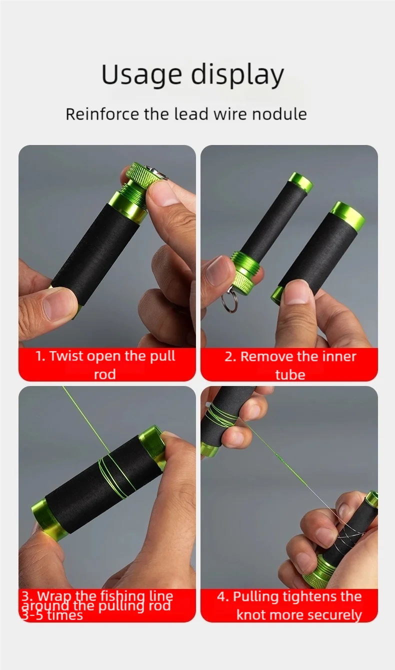 Aluminum Alloy Line Pull Rod — Rubber Anti-Slip Fishing Tool for Snag Pulling, Hook Tying, Knotting, and Hand Protection