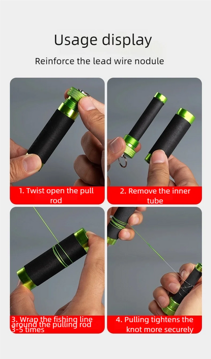 Aluminum Alloy Line Pull Rod — Rubber Anti-Slip Fishing Tool for Snag Pulling, Hook Tying, Knotting, and Hand Protection