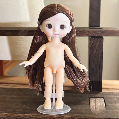 16CM Articulated Doll — 3D Simulation Eyes, 13-Joint Multi-Expression Little Girl Toy