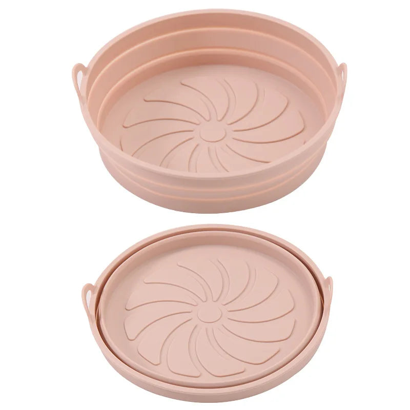 Silicone Baking Tray 20/23cm - Foldable Heat-Resistant Air Fryer Pan Food Grade Cake Mold for Baking & Cooking