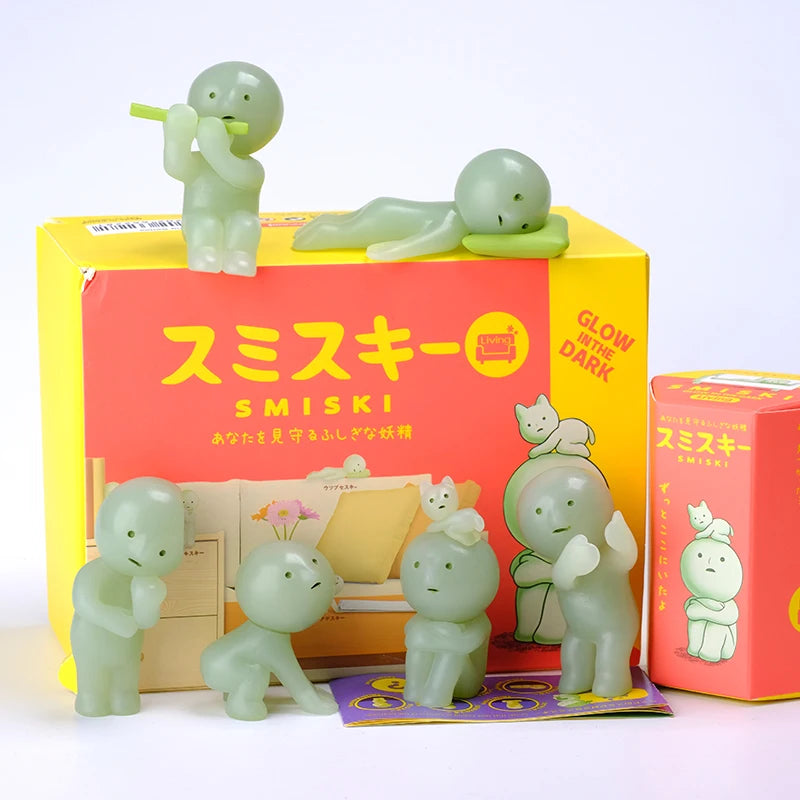 Smiski Living Room Series Luminous Blind Box – Mini Glow-in-the-Dark Doll Ornament for Home Décor & Surprise Gift