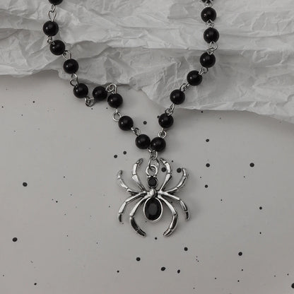 Gothic Bat Cross Necklace Set - Y2K Thorn Love Black Beaded Layered Jewelry for Halloween Parties