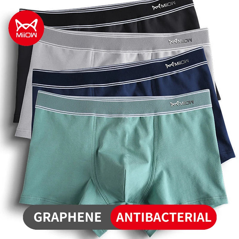 MiiOW Men’s Cotton Boxer Shorts – Breathable Graphene Antibacterial Underwear, Comfortable Men’s Panties & Boxer Trunks
