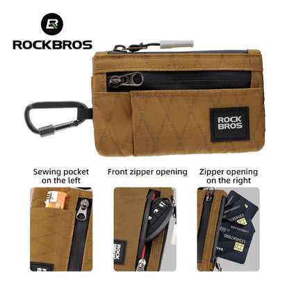 ROCKBROS Portable Wallet Card Bag – Ultra-Light, Stylish Sports Mini Credit Card Holder with Hang Lock, Compact Storage