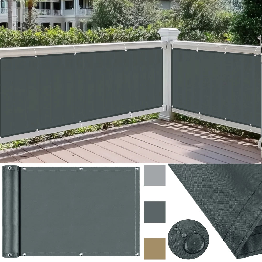Balcony Privacy Shade Cloth Netting – Waterproof Fence Sunshade with 95% UV Protection for Garden, Deck, Porch & Pool Railing Coverage