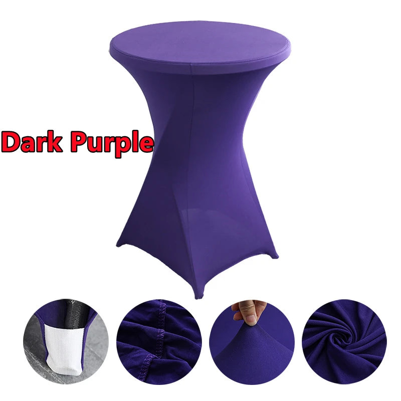 Spandex Round Tablecloth - Stretch Elastic Cocktail Table Cover for Wedding, Party, Hotel & Event Decor