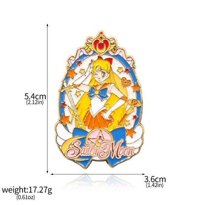 Sailor Girl Cartoon Brooch – Cute Moon & Stars Enamel Pin for Bags, Clothes & Jewelry