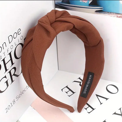 New Fashion Knotted Headbands for Women – Solid Color Cloth Hair Bands, Wide Soft Hair Hoop, Hair Accessories for Girls