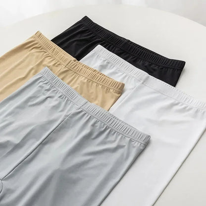 Women’s Seamless Ice Silk Safety Shorts - High Waist Anti-Chafing Thigh Cover Underwear for Plus Size Comfort