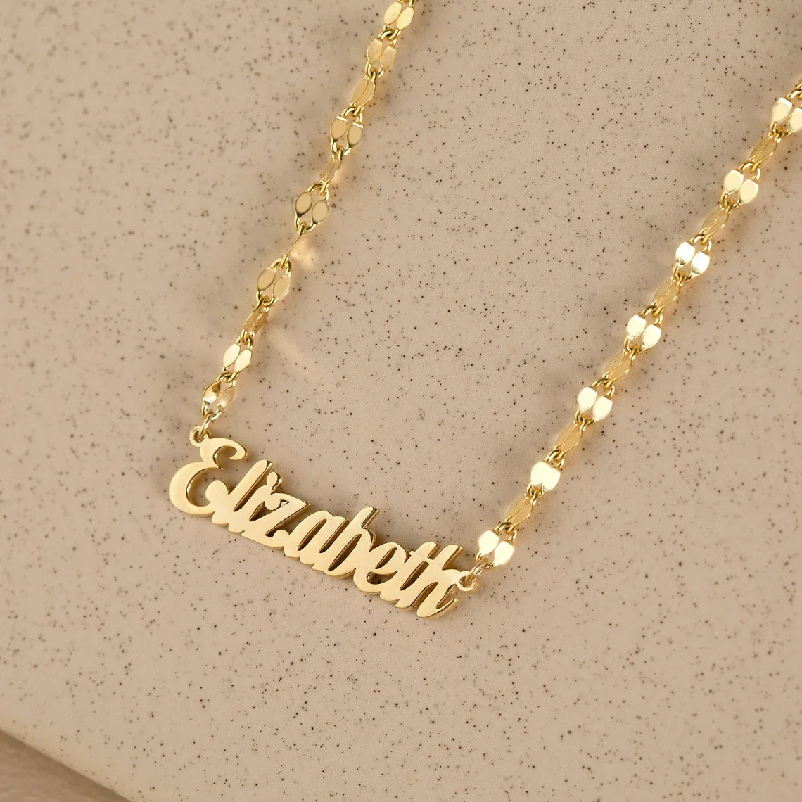 Personalized Gold Name Necklace - Custom Handmade Lip Chain Jewelry Gift for Women, Moms & Birthdays