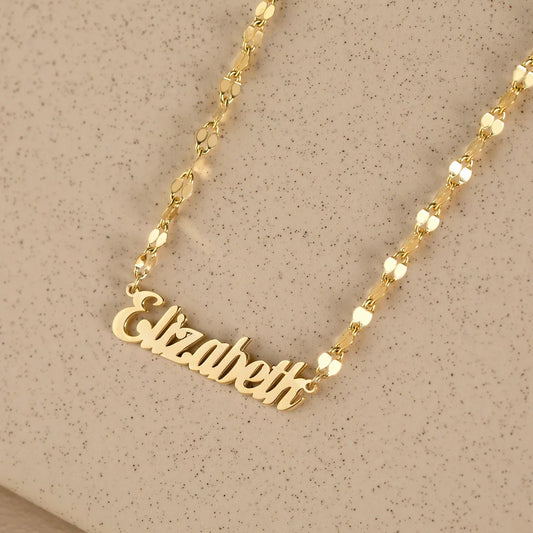 Personalized Gold Name Necklace - Custom Handmade Lip Chain Jewelry Gift for Women, Moms & Birthdays