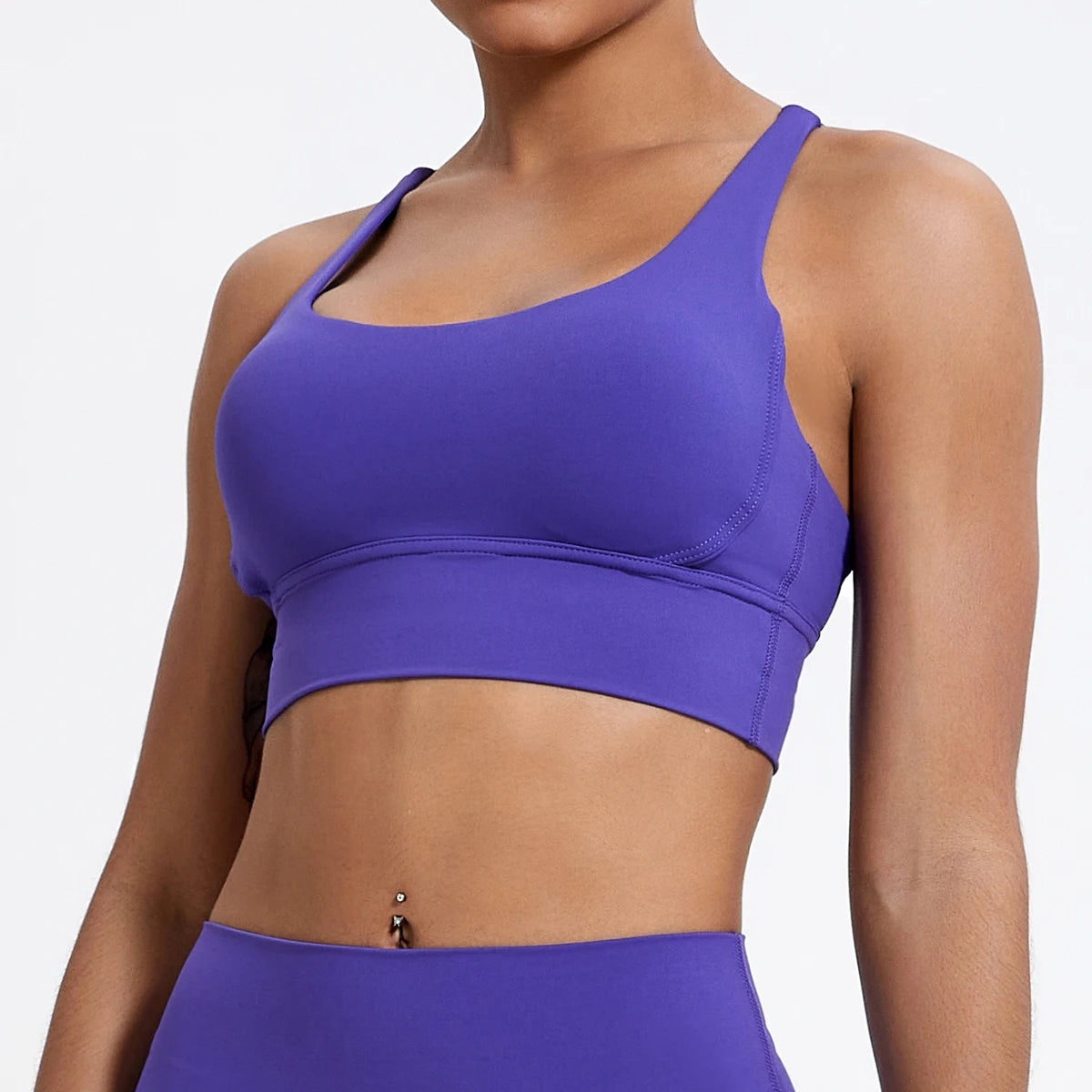 Push-Up Sports Bra for Women – Cross Back Yoga Crop Top, Shockproof Gym Fitness Bra for Running & Workout