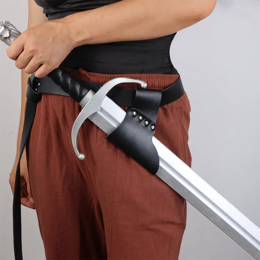 Medieval Leather Scabbard - Viking Knight Sword Holder for Renaissance Cosplay, Halloween & Stage Performance