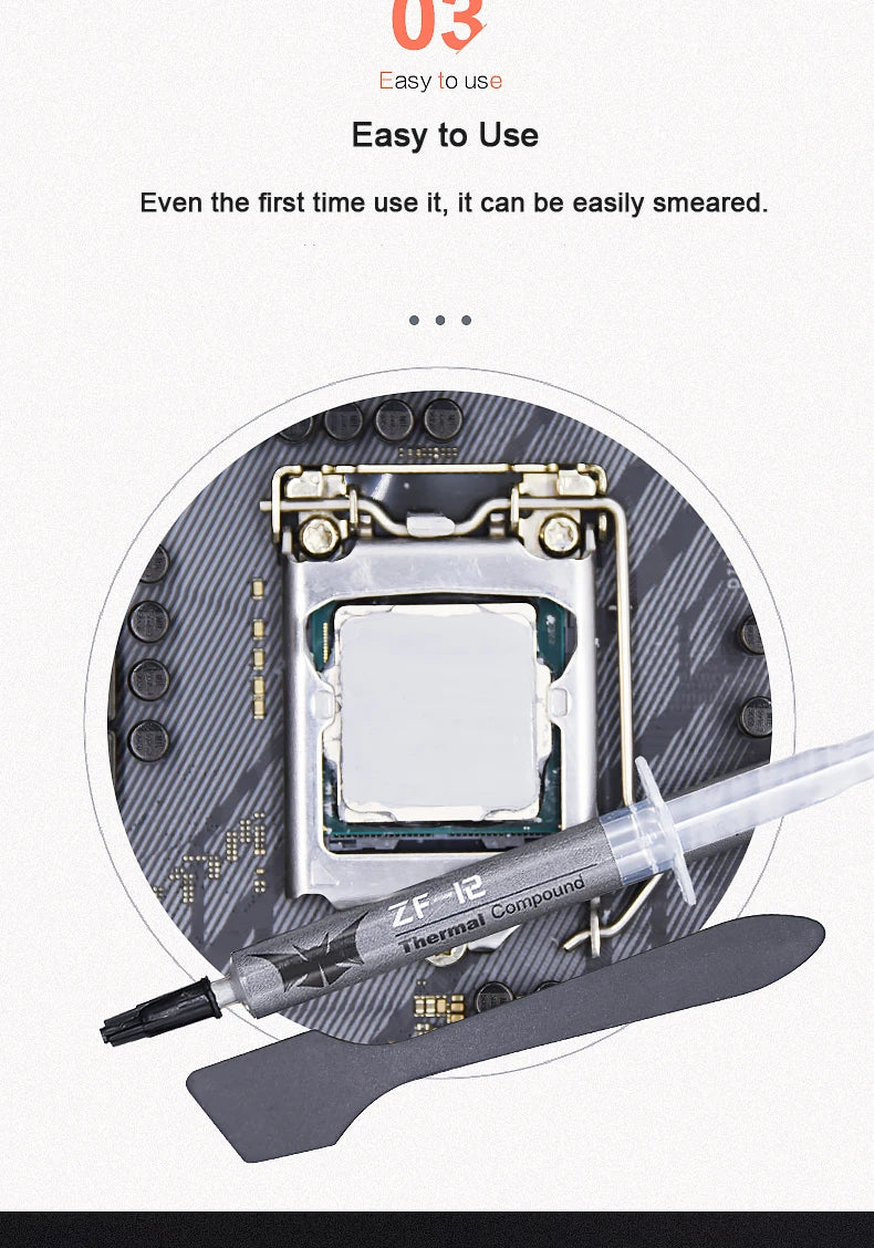 ZF-12 High-Quality CPU Thermal Paste — 12W Thermal Grease Silicone Paste for Processor Cooling