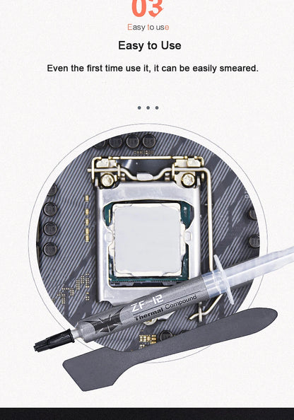 ZF-12 High-Quality CPU Thermal Paste — 12W Thermal Grease Silicone Paste for Processor Cooling