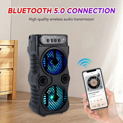 Outdoor Portable Wireless Speaker – Dual 3” Stereo Subwoofer, Bass, USB Powered for Party, Karaoke & Home