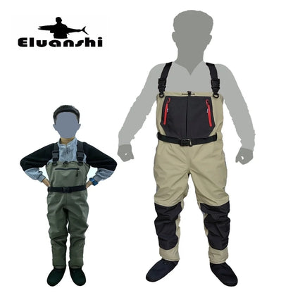 Fly Fishing Waders for Kids & Adults – Neoprene Foot, Quick-Dry, Waterproof & Breathable for Men, Rafting & Hunting