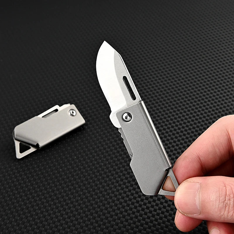 Mini Portable Stainless Steel Folding Knife – Outdoor EDC Camping, Self-Defense, and Emergency Survival Key knife
