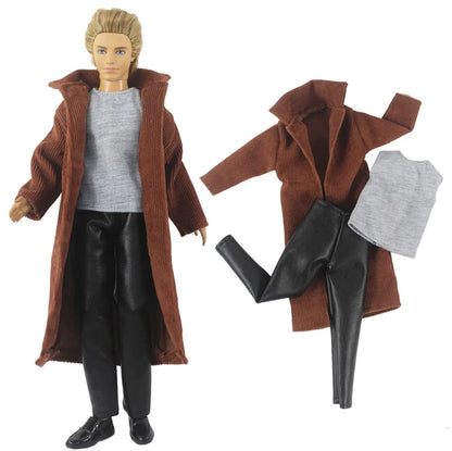 1 Set Woolen Overcoat Outfit for 12-inch Ken Doll – Multiple Styles Doll Clothes