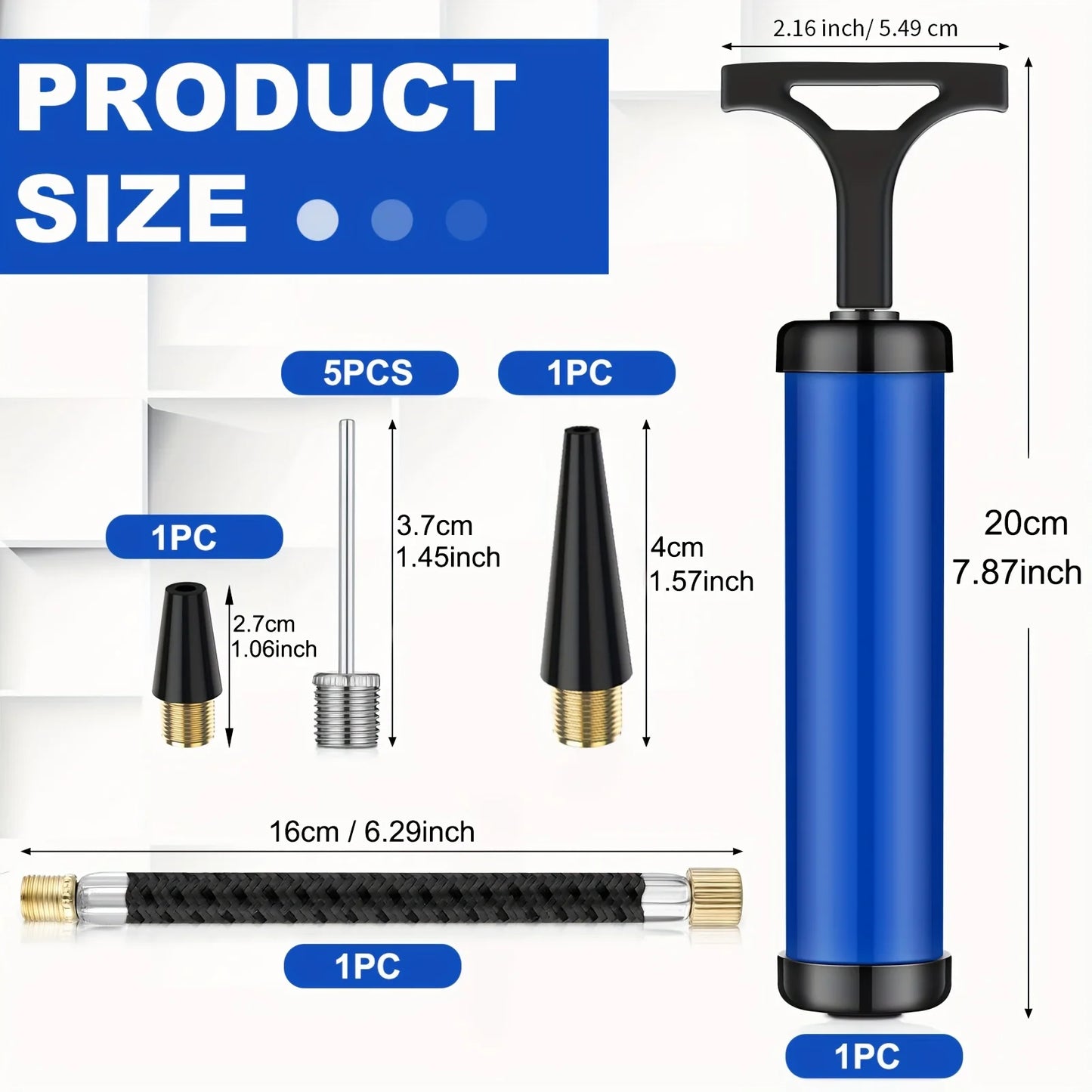 Portable Multifunctional Ball Pump with Needle & Nozzle - Inflator for Football, Basketball, Volleyball, Swimming